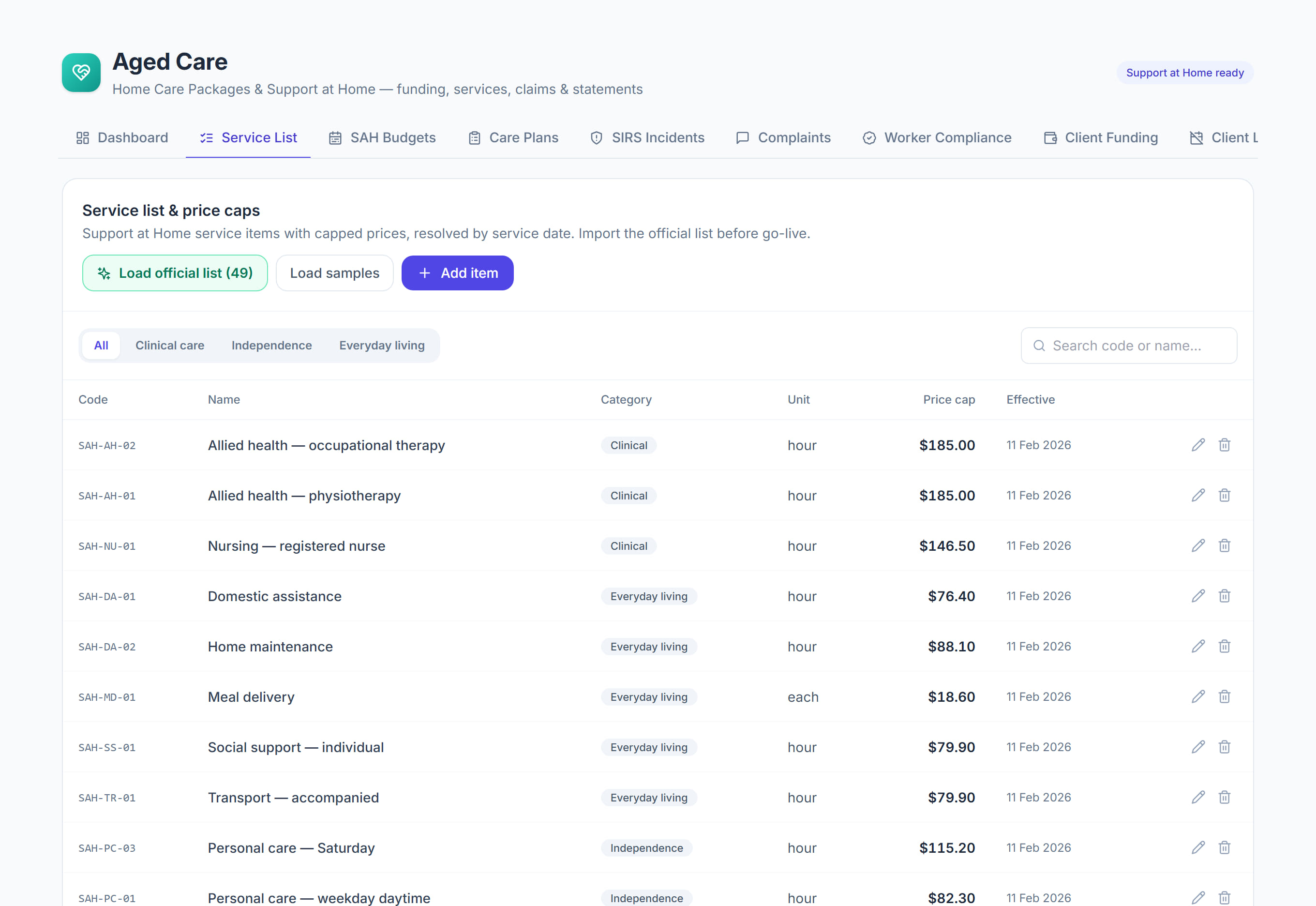 Services in Rostery