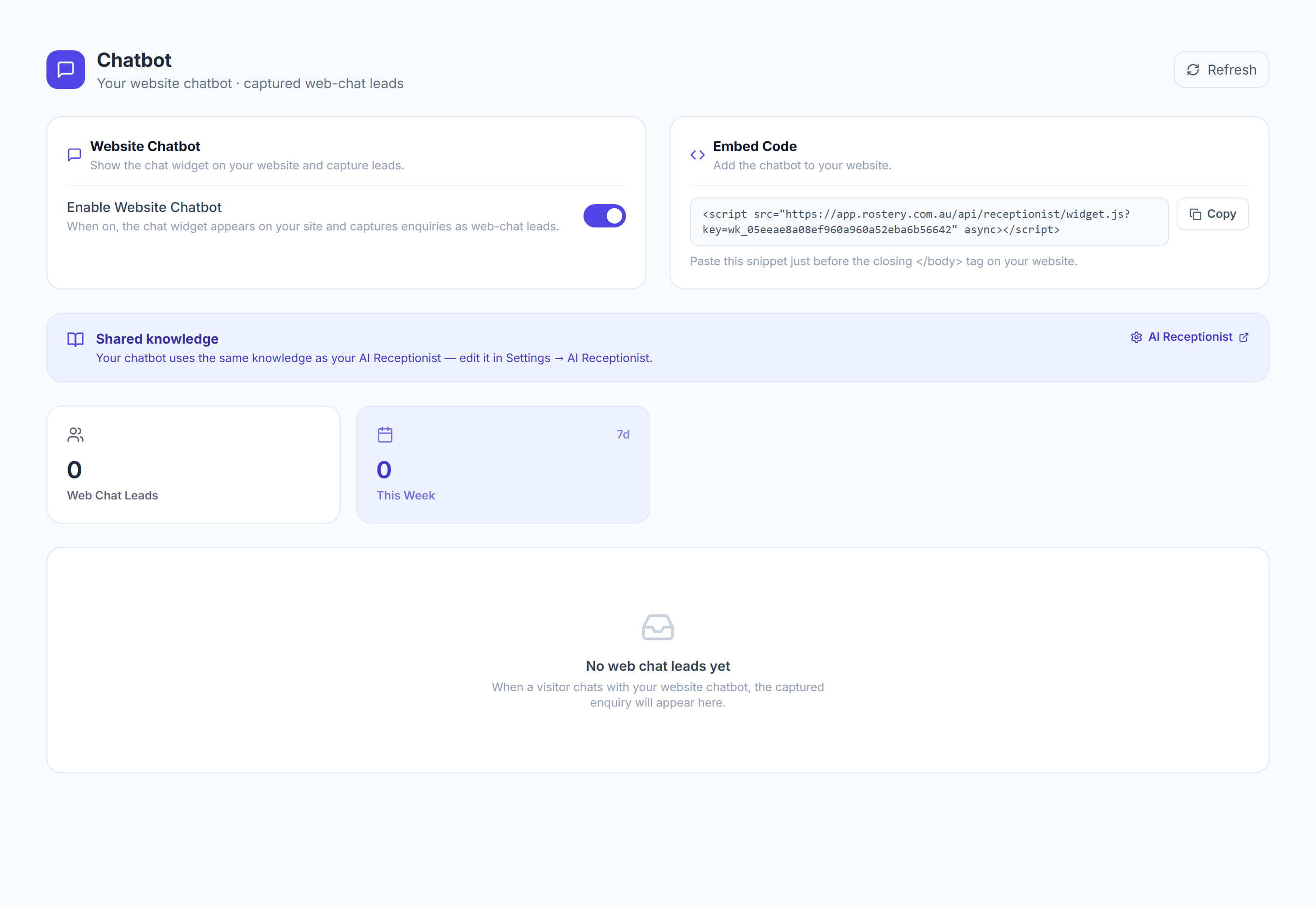 Chatbot in Rostery