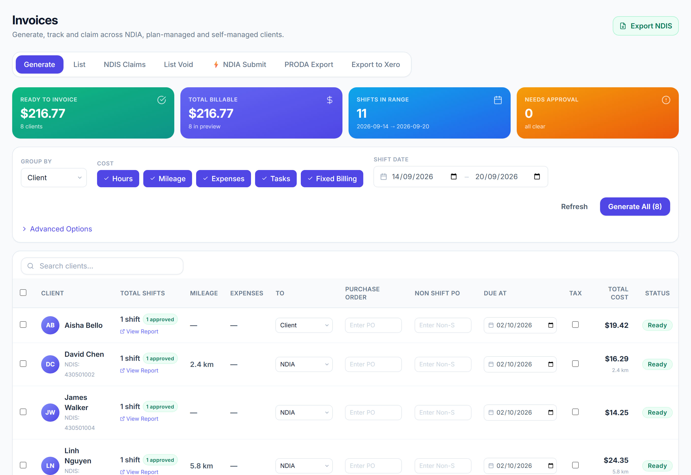Invoices in Rostery