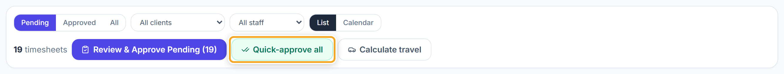 Approve a timesheet, step 7
