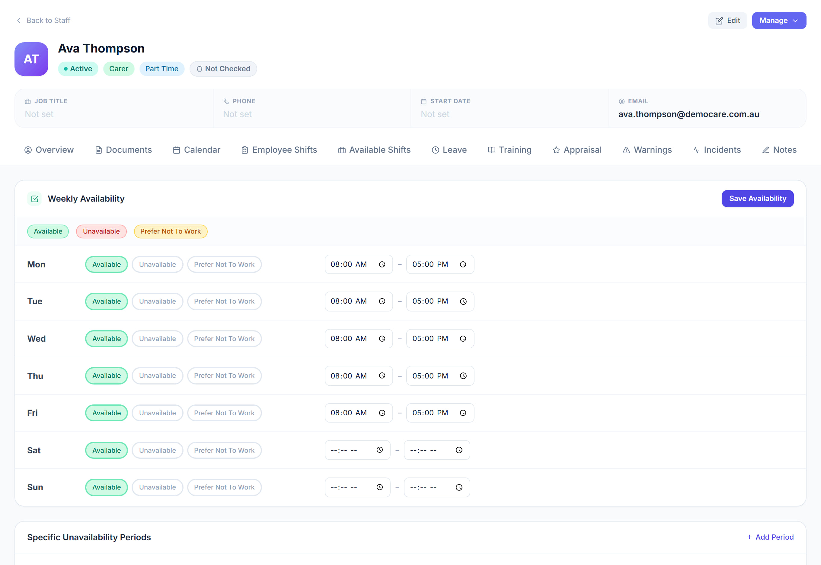 Tell Rostery when a worker can work in Rostery