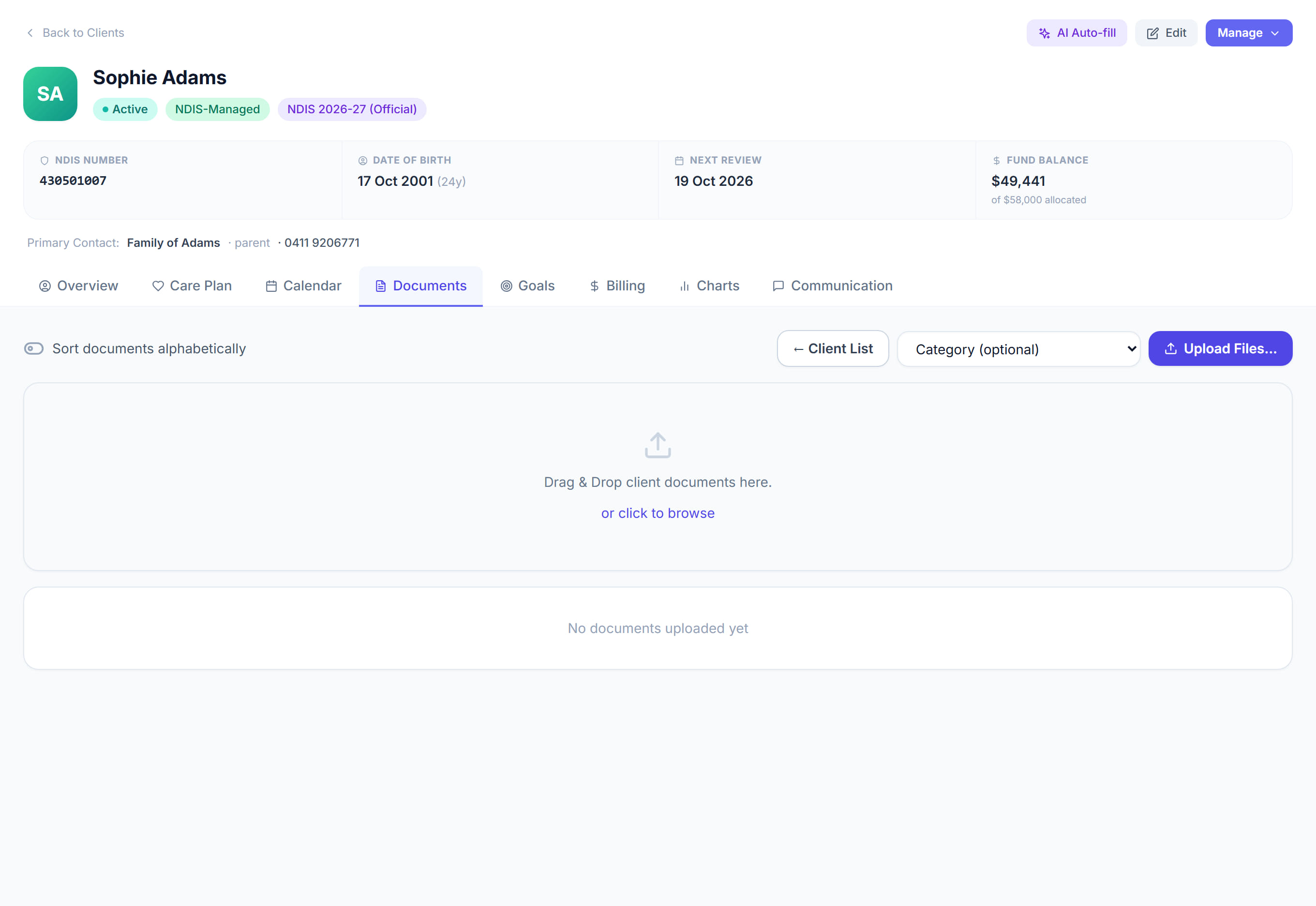 Upload a document for a participant in Rostery