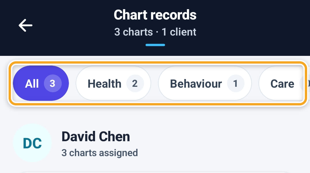 Chart records, step 2