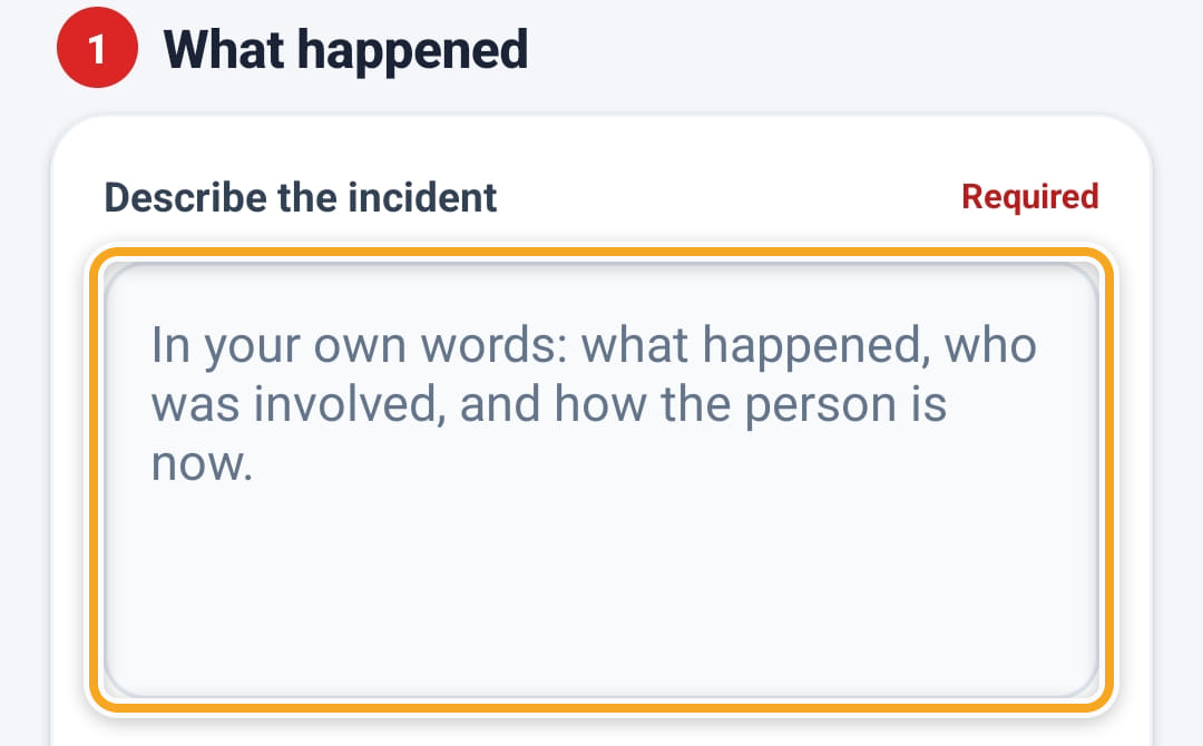 Incidents, step 2