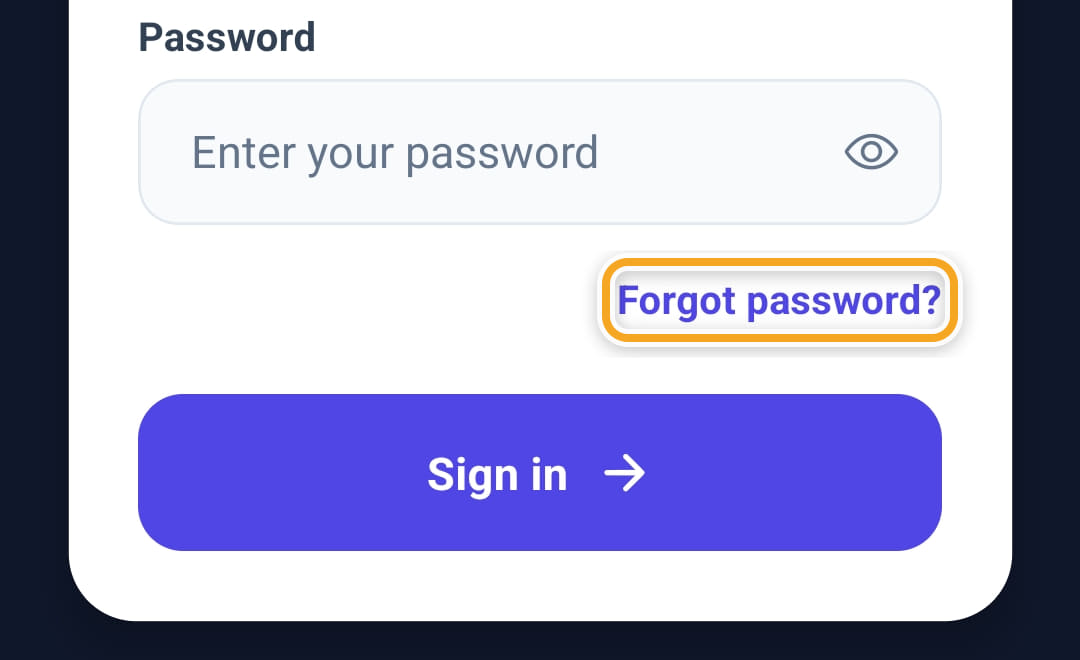 Signing in, step 2
