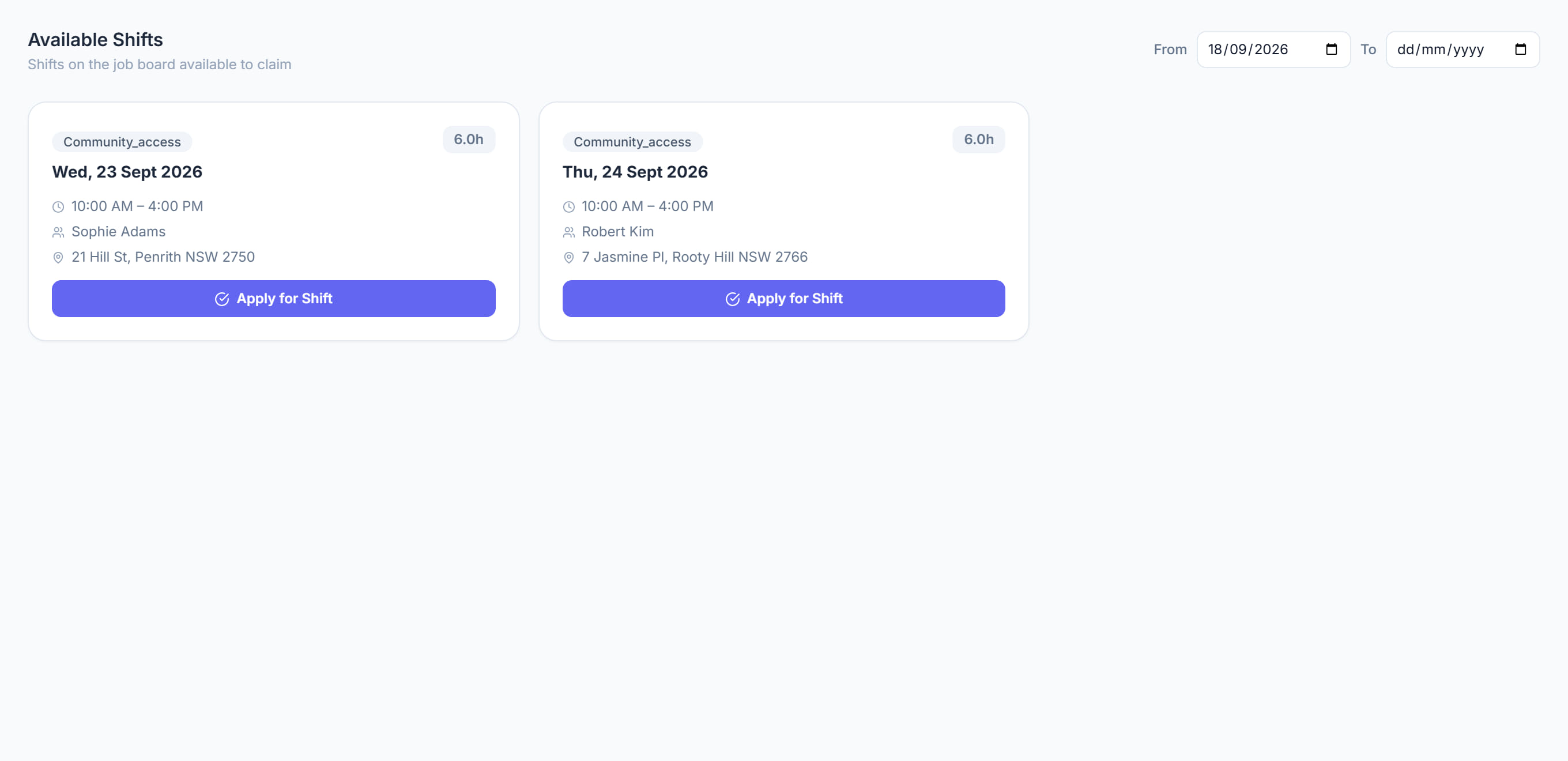 Available Shifts in Rostery
