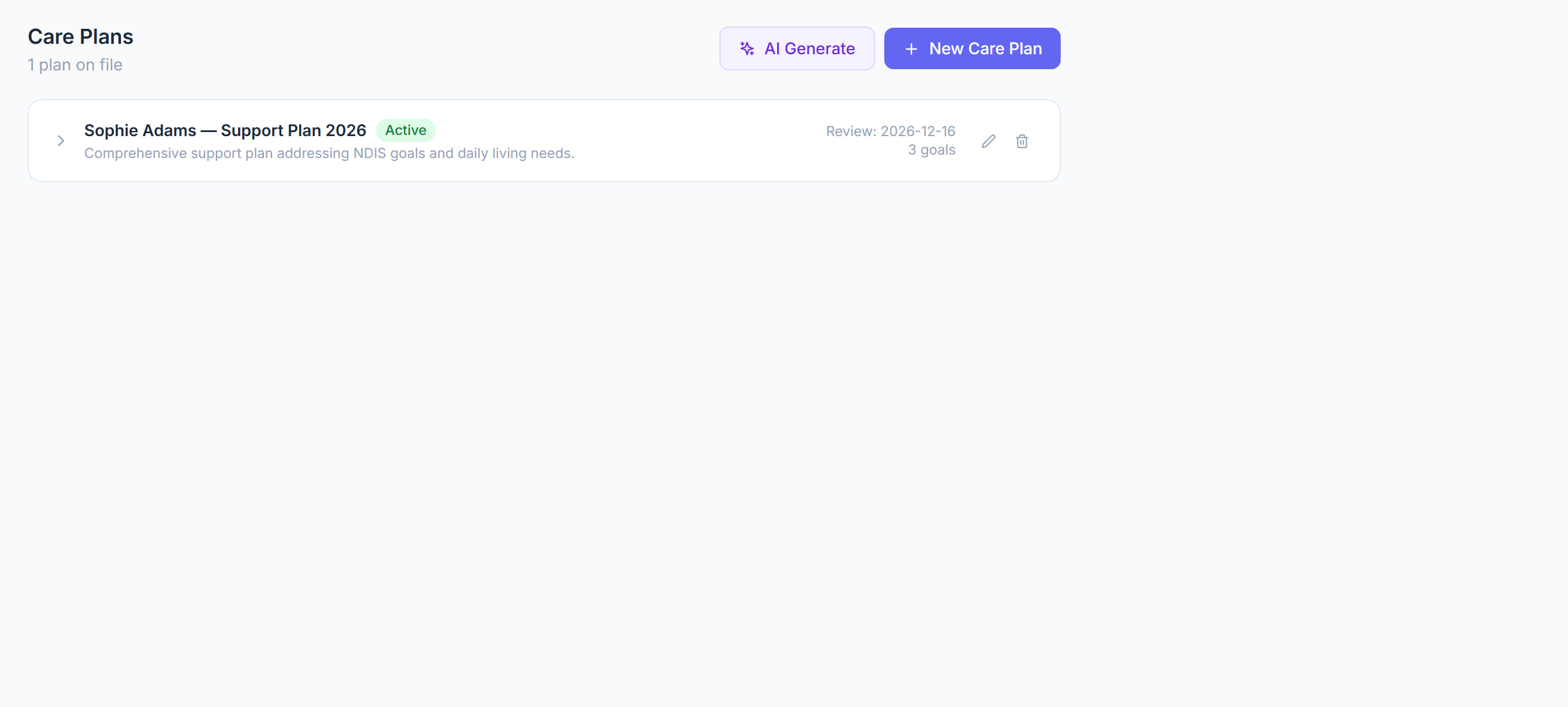 Care Plan in Rostery