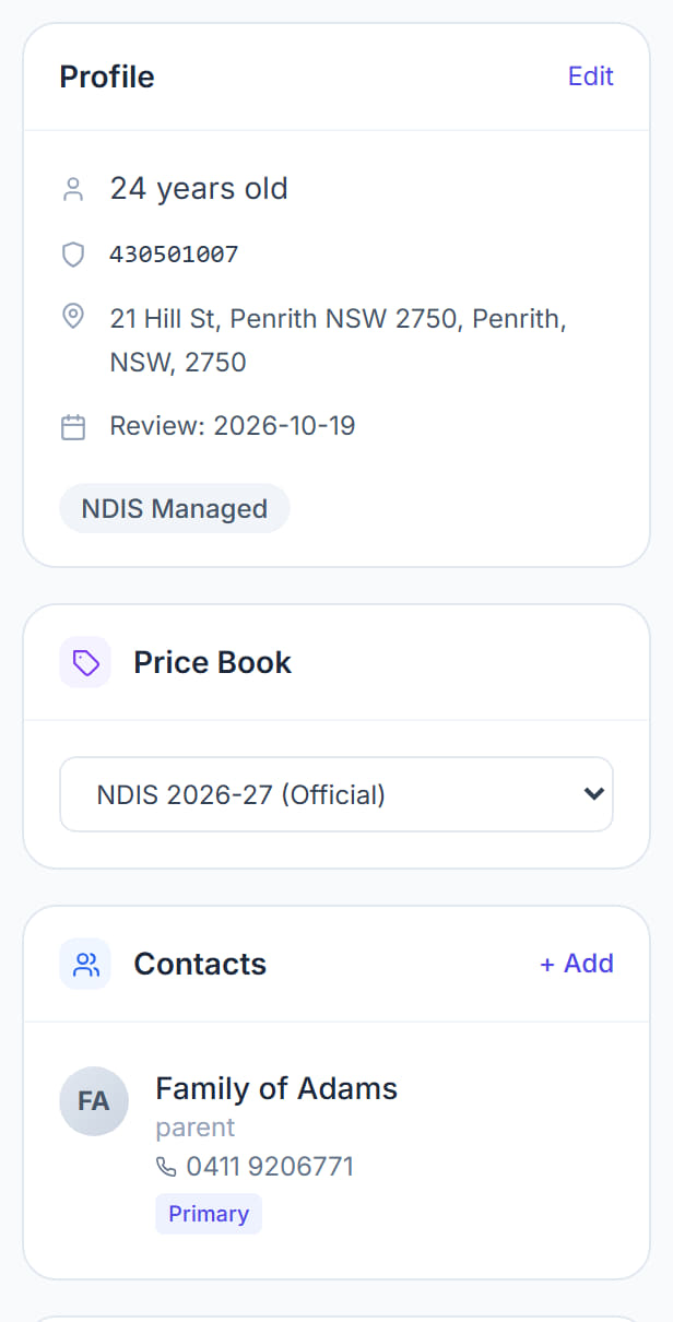 Contacts, teams and referral stakeholders in Rostery