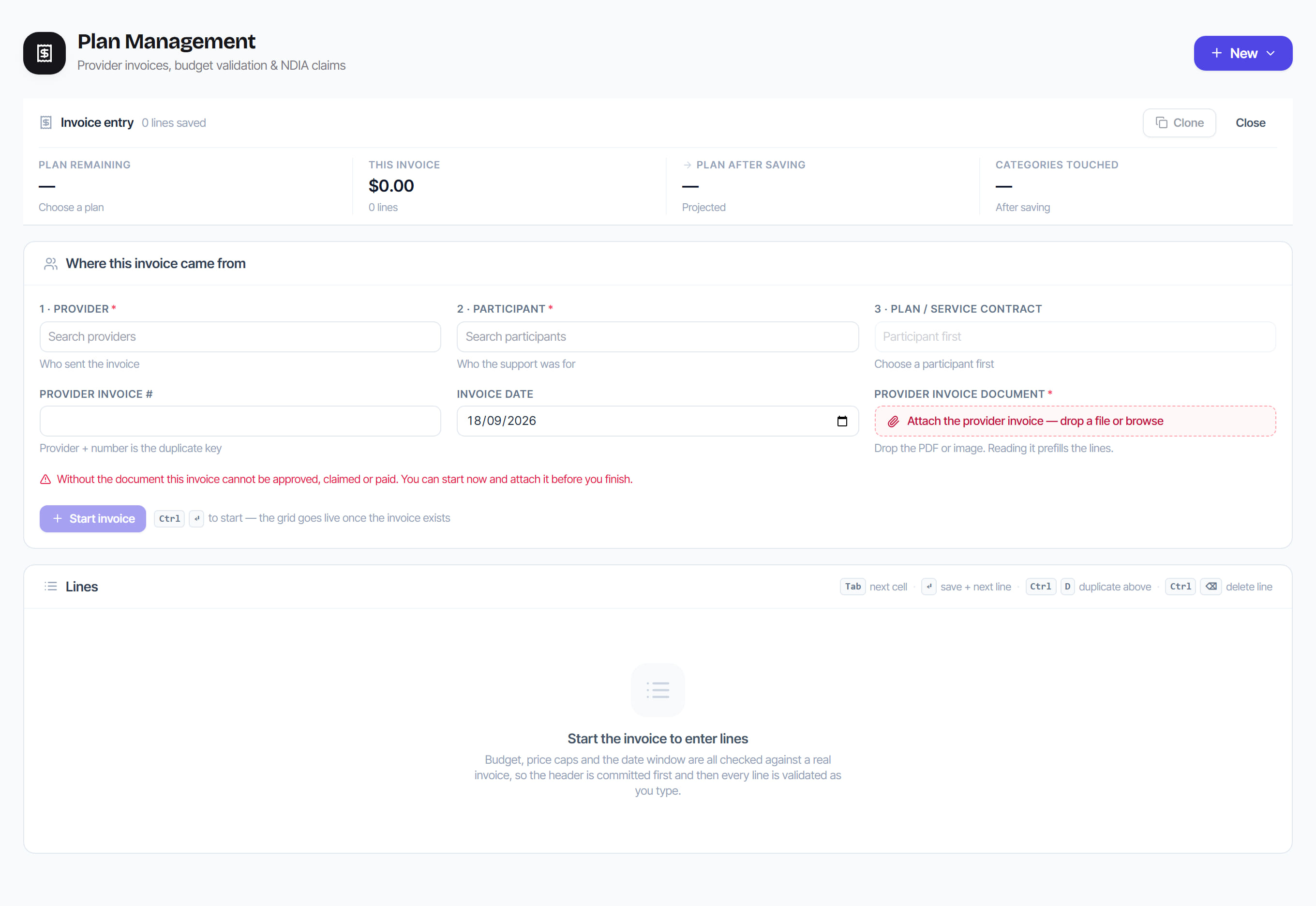 Invoice Entry in Rostery