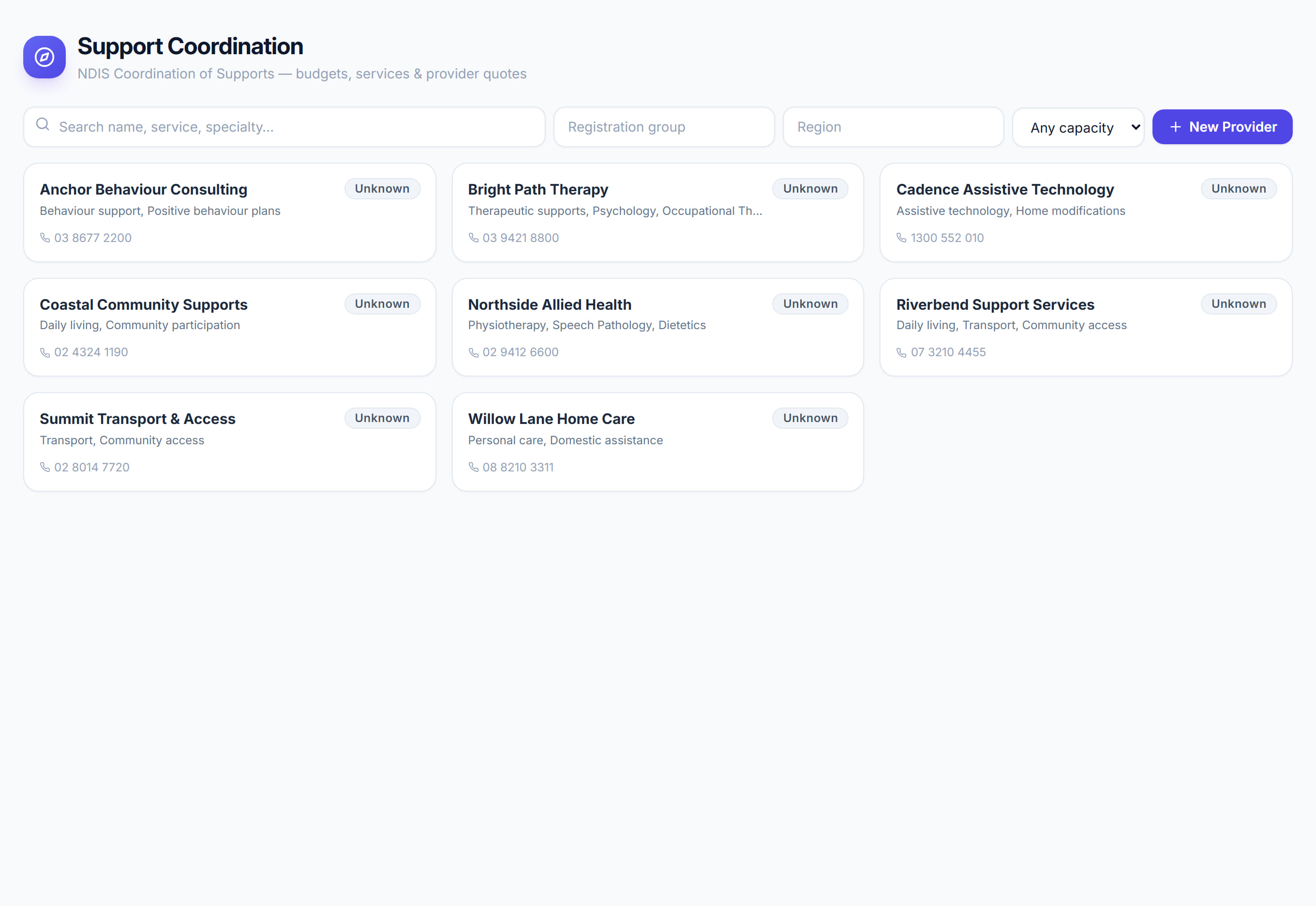 Provider Directory in Rostery